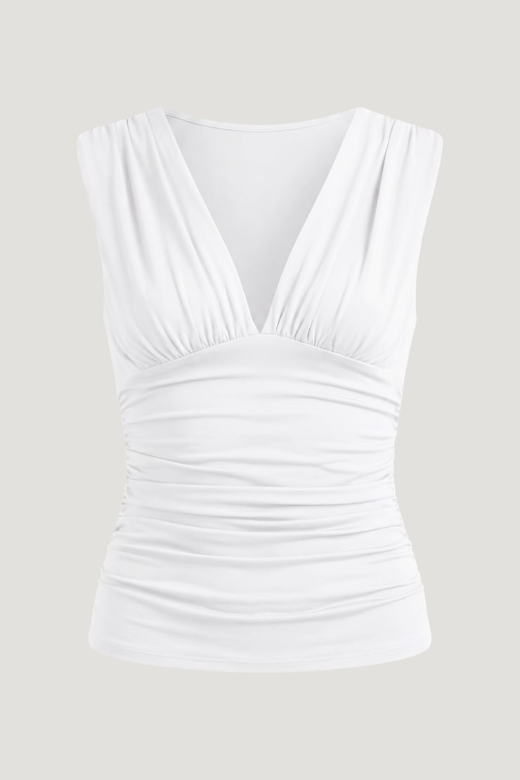 Camisole sculptante à col plongeant Blanc éclatant large
