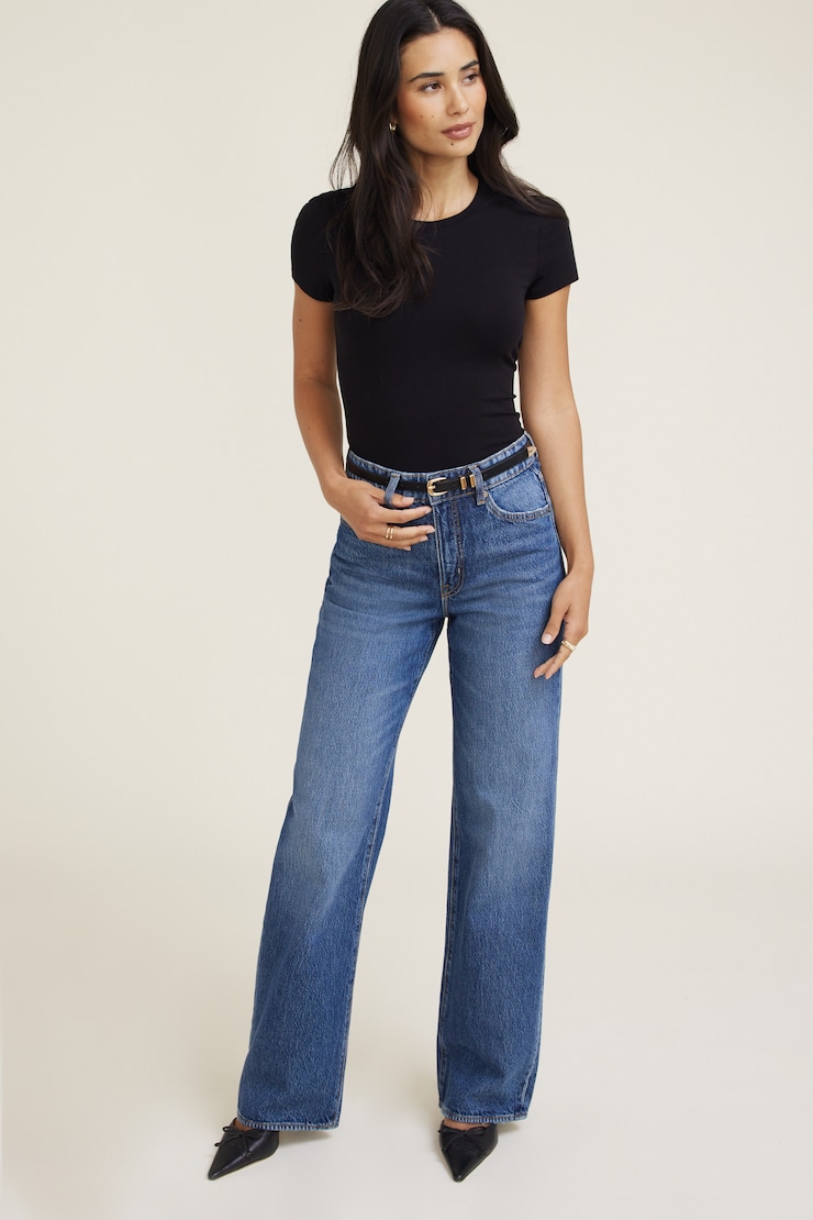 T-shirt ajusté en jersey Noir encre large