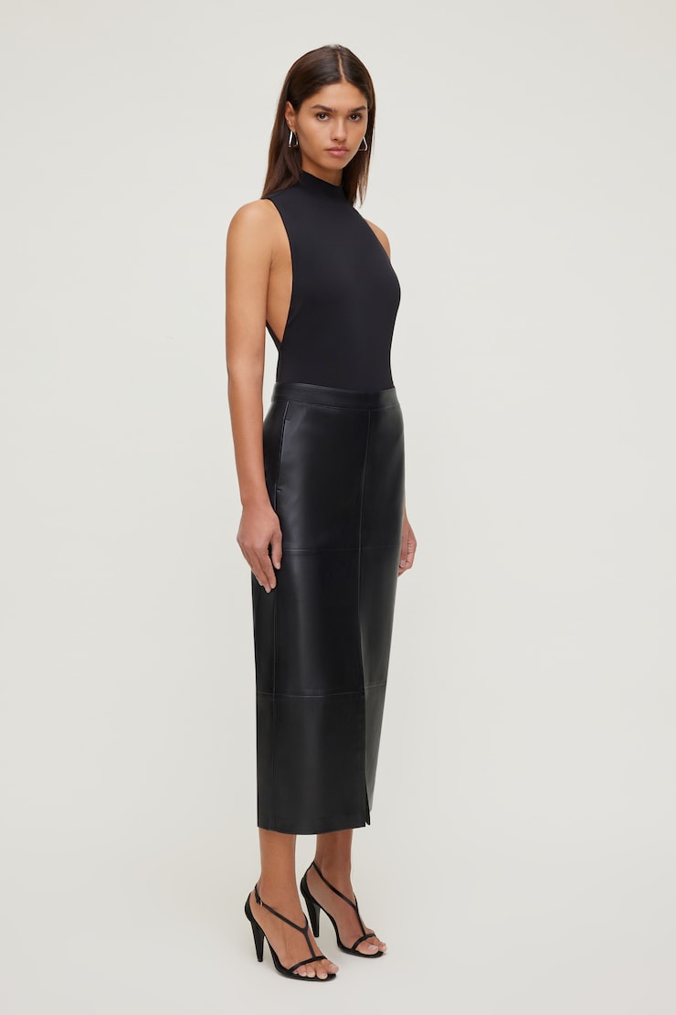 Sculpt Mock Neck Sleeveless Bodysuit Jet Black large