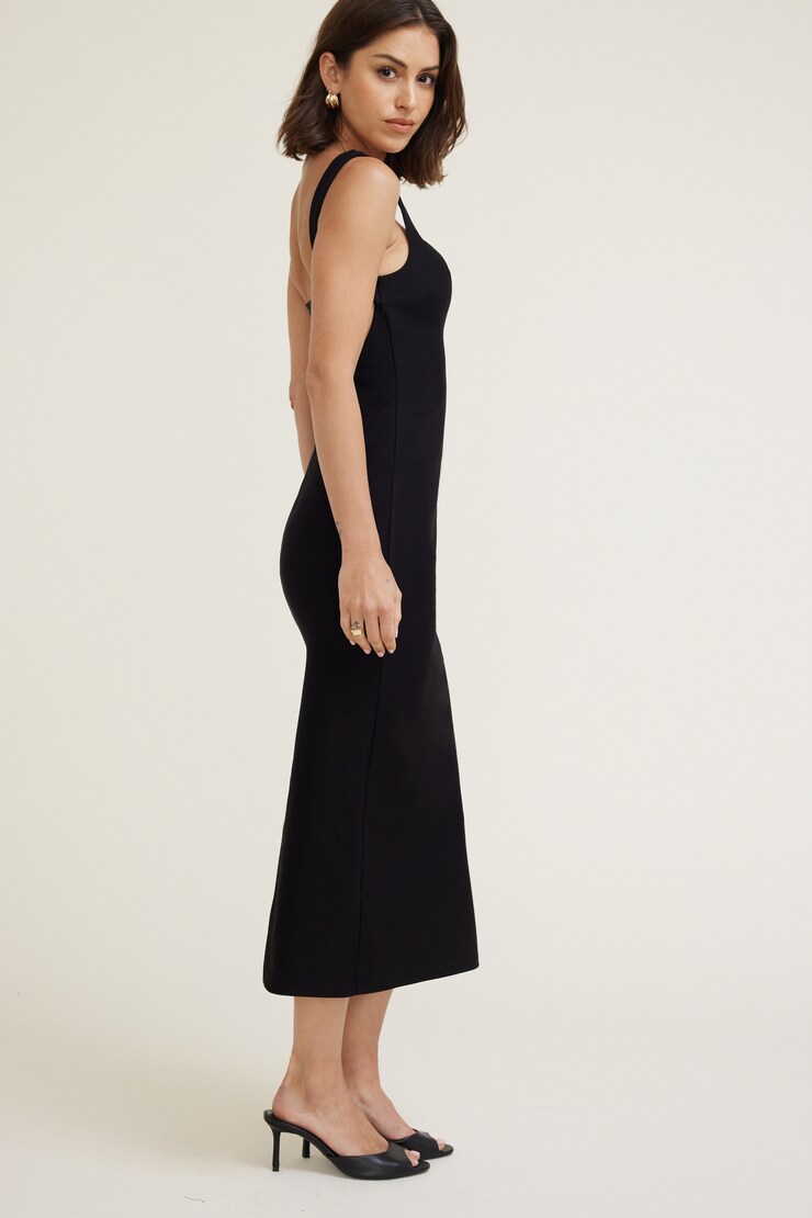 Open Back Ponte Maxi Dress Jet Black large