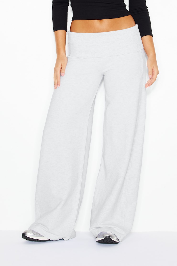 Brushed StretchTerry™ Wide Leg Pants, Spring Grey Mix, large
