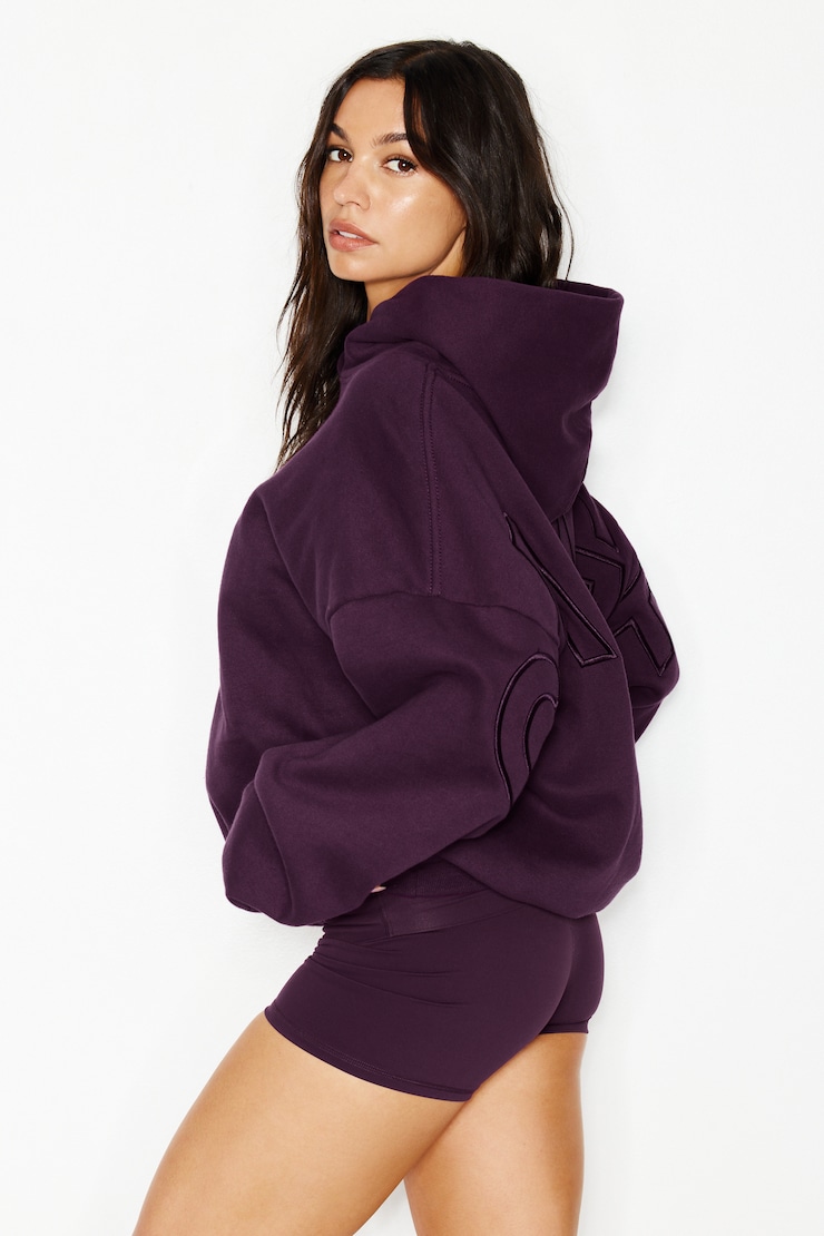 UltraFleece Hoodie, Wild Berry Maroon with Large GARAGE Logo, large