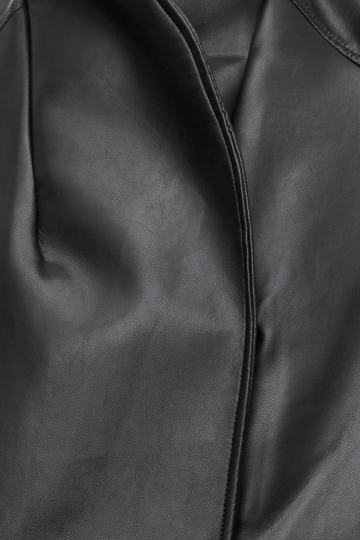 Wrap Faux Leather Bomber Jacket Jet Black large