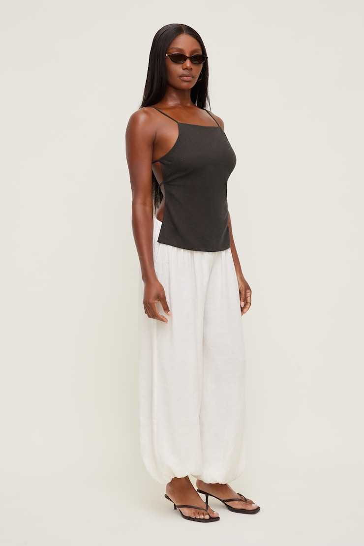 Linen Apron Top Brown | Dynamite