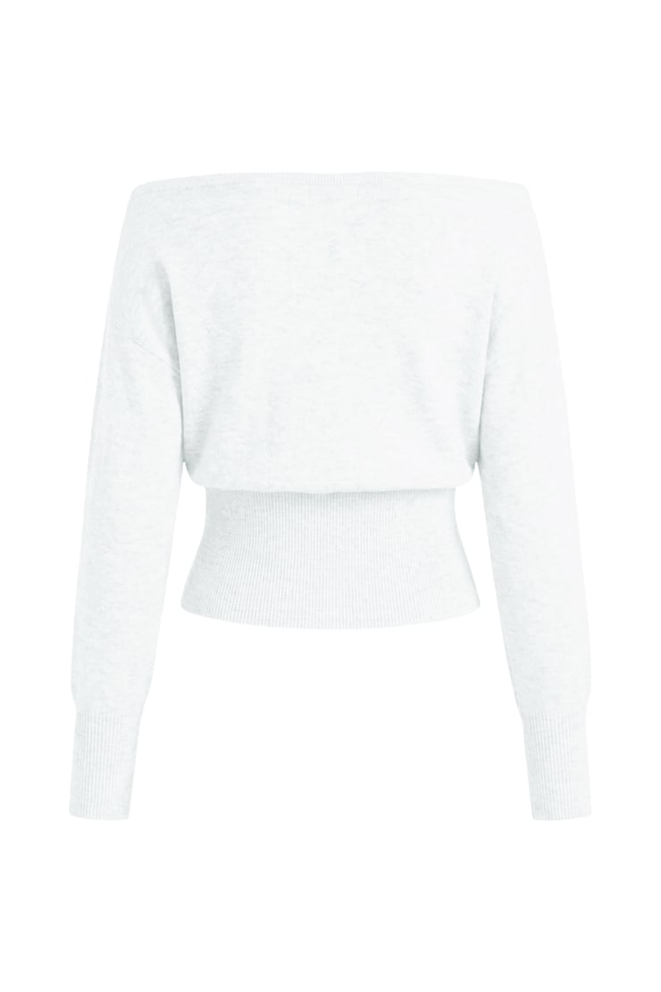 Off Shoulder Reset Long Sleeve Top, Spring Grey Mix, large