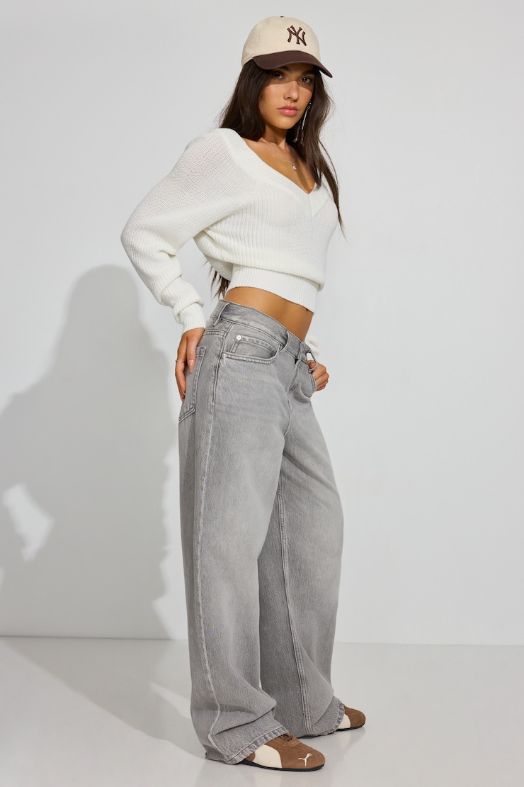 Low Rise Baggy Jeans, Icy Grey, large