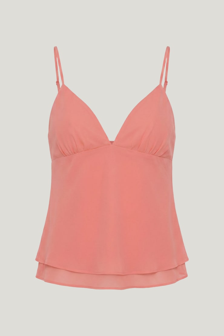 Plunge Babydoll Tank Top Strawberry Ice Pink large