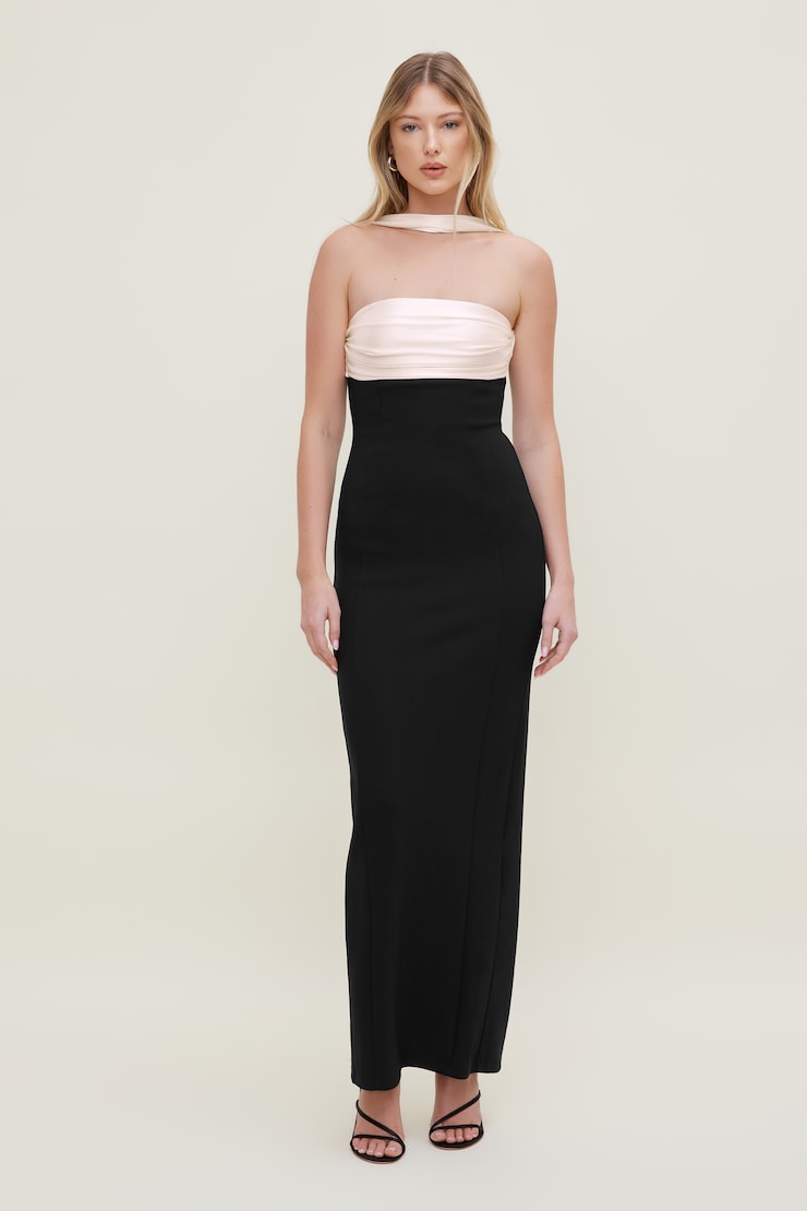 Crepe Halter Maxi Dress