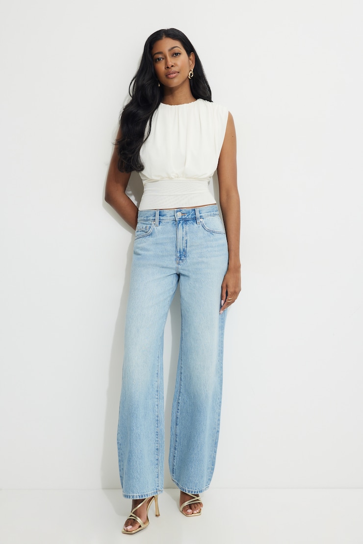 Cinched Mesh Top Sea Salt Off White large