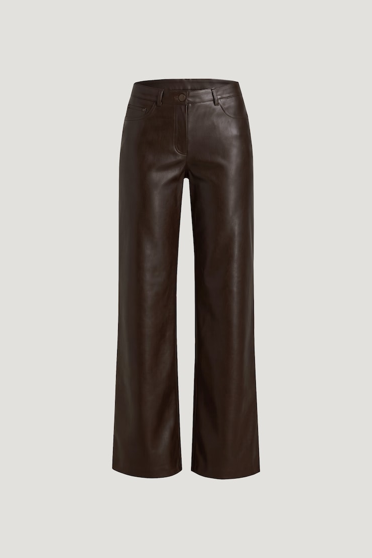 Devon Low Rise Straight Leg Faux Leather Pants French Mole Brown large