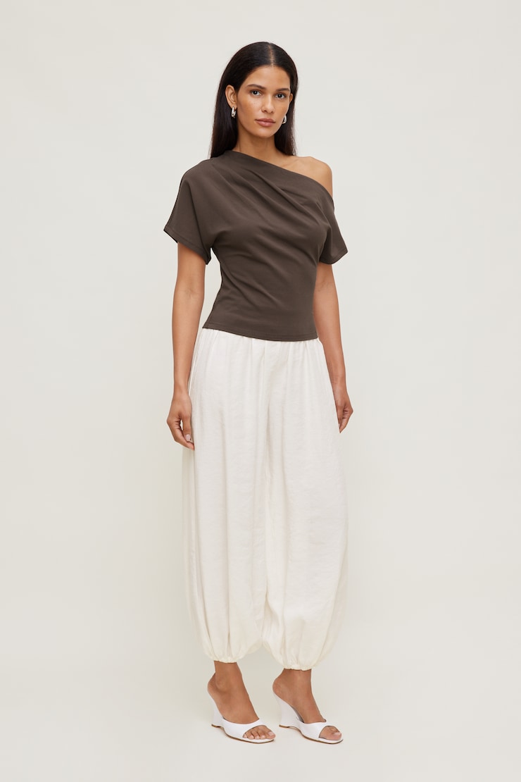 Alexa Cotton Spandex T Shirt Light Mocha Brown large