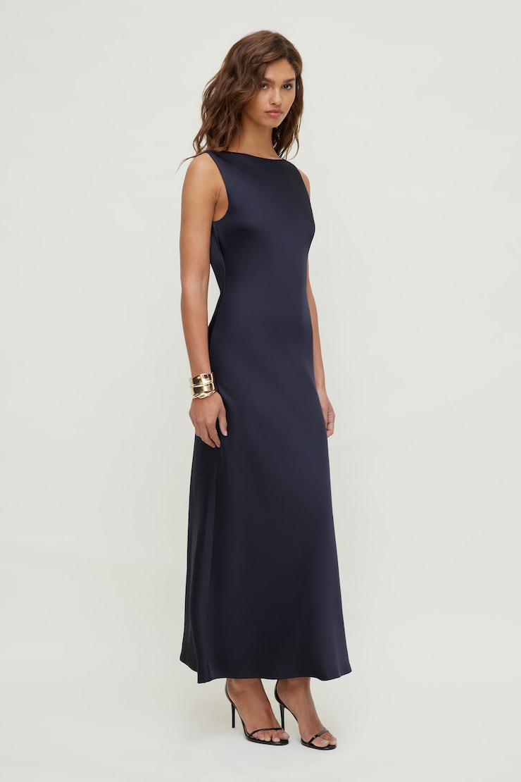 Nora Satin Maxi Slip Dress Deep Well Navy large