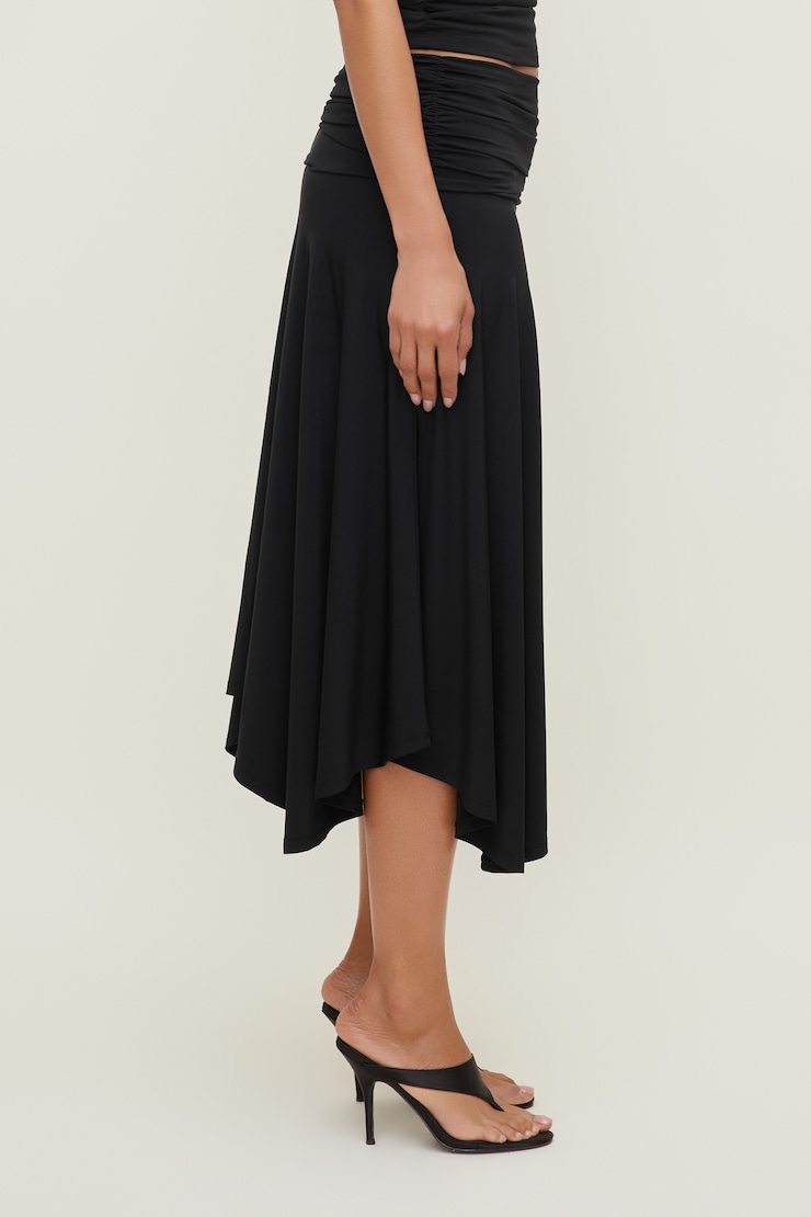 Sculpt Asymmetric Midi Skirt