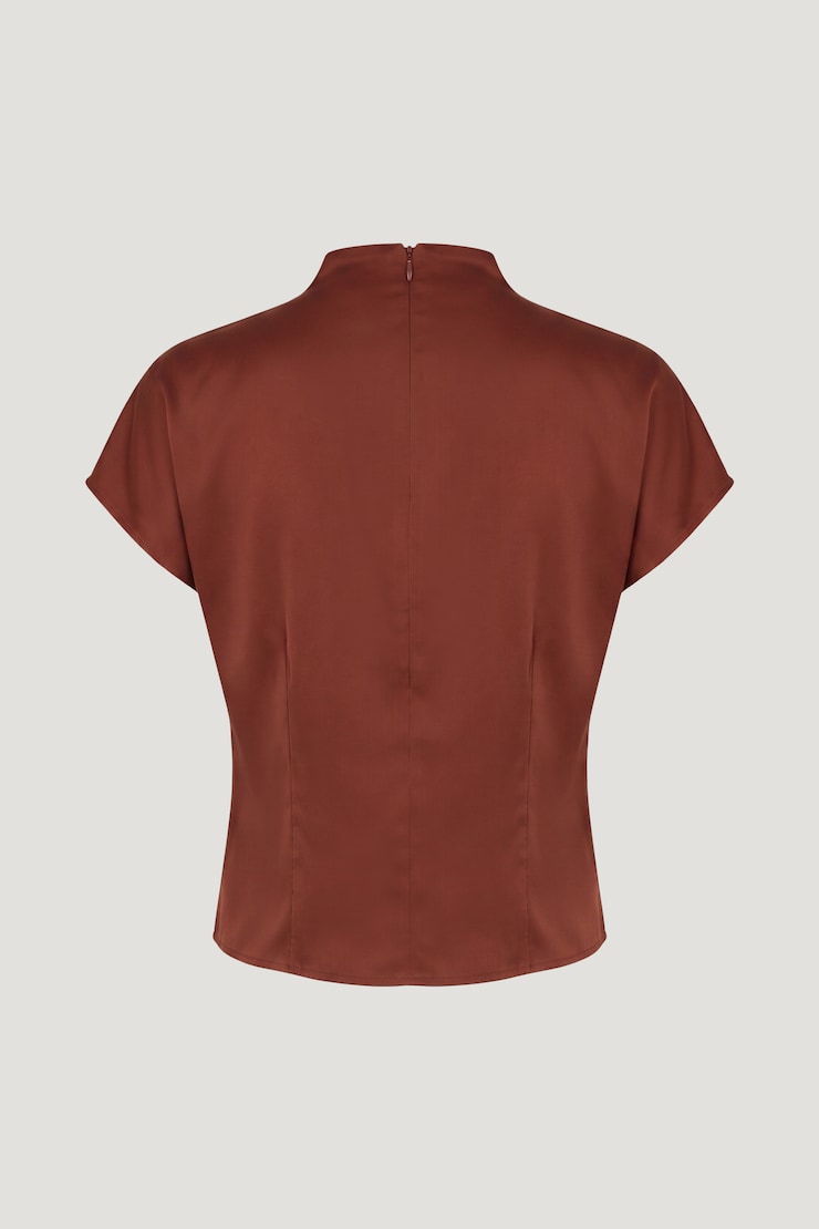 Ella Layered Satin Blouse Dark Paprika Burgundy large