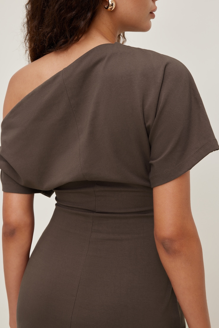 Alexa Cotton Mini Dress Light Mocha Brown large