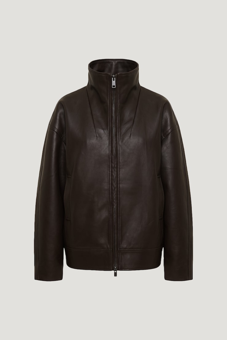 Cocoon Faux Leather Jacket French Mole Brown large