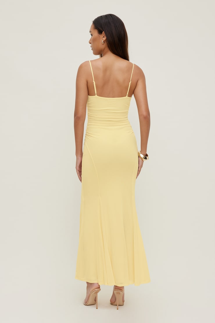 Delphi Mesh Maxi Dress Pale Yellow large