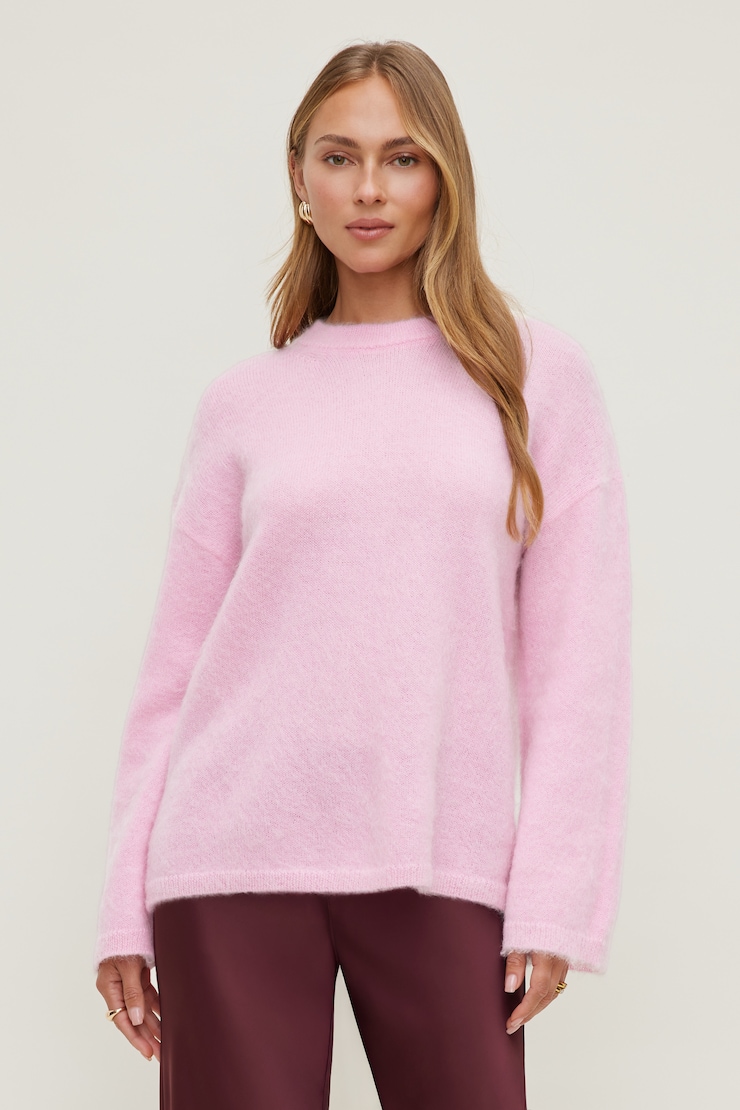 Premium Mohair Wide Sleeve Sweater Lilac Sachet Pink large