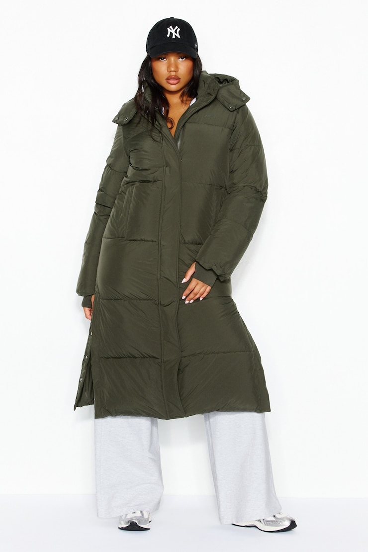 Manteau matelassé maxi, Kaki foncé, large