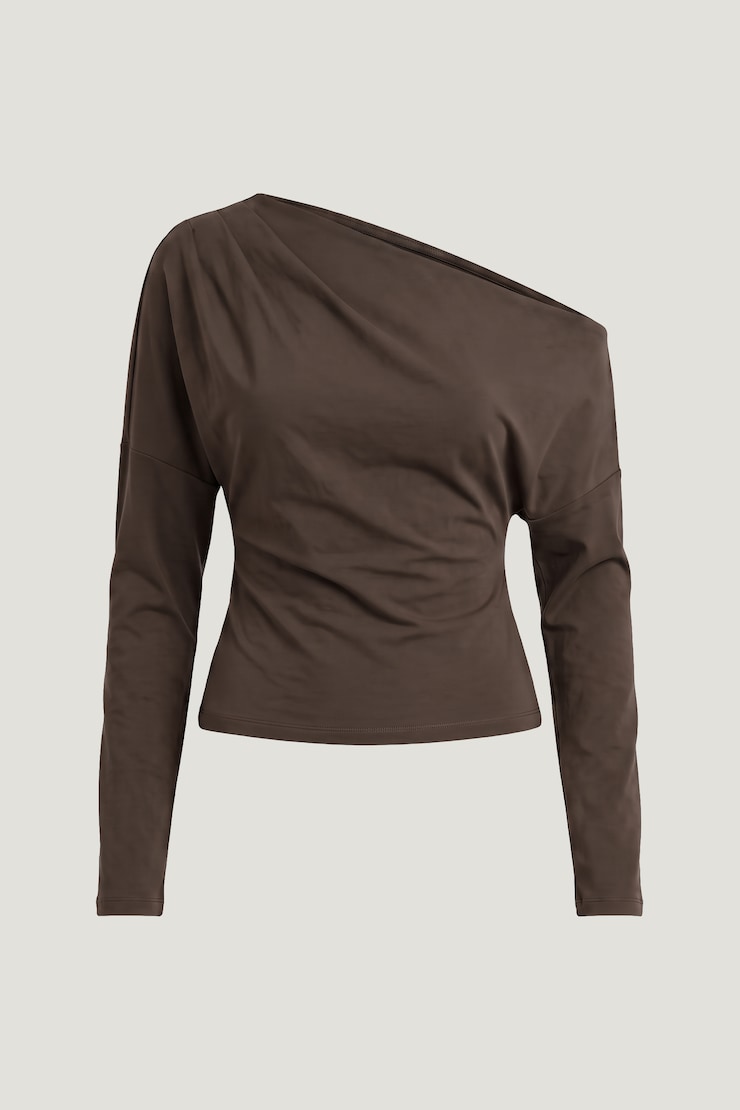 Alexa Long Sleeve T Shirt Light Mocha Brown large