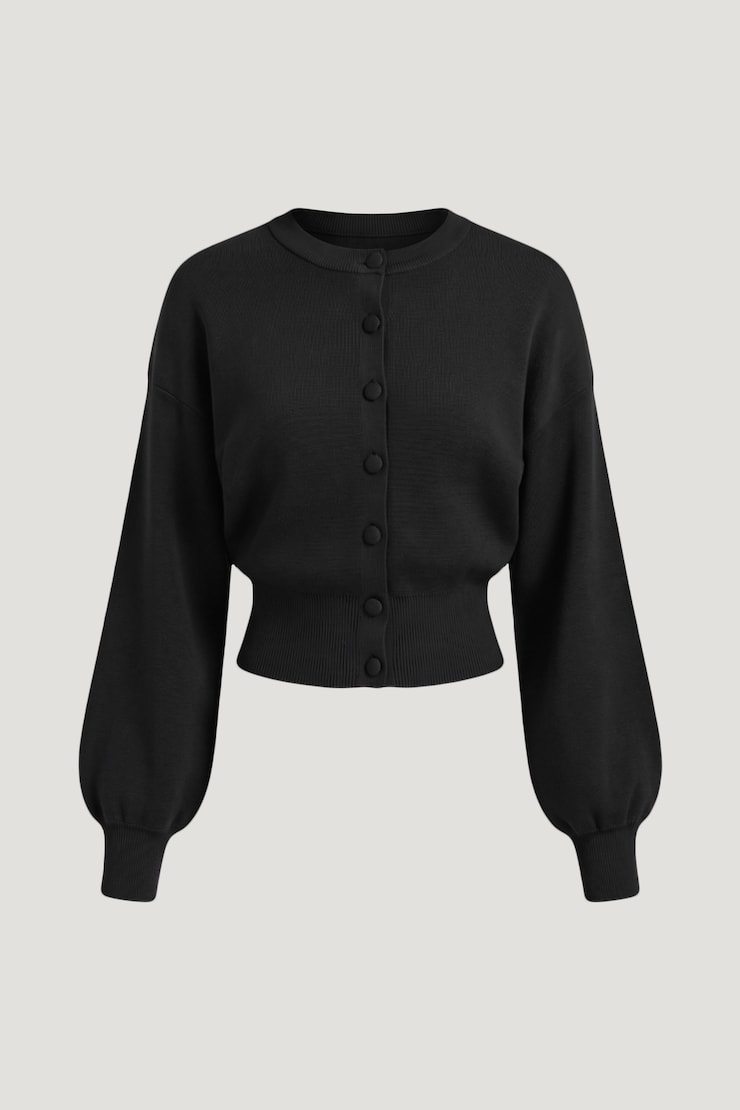 Ellie Balloon Sleeve Cardigan Jet Black large
