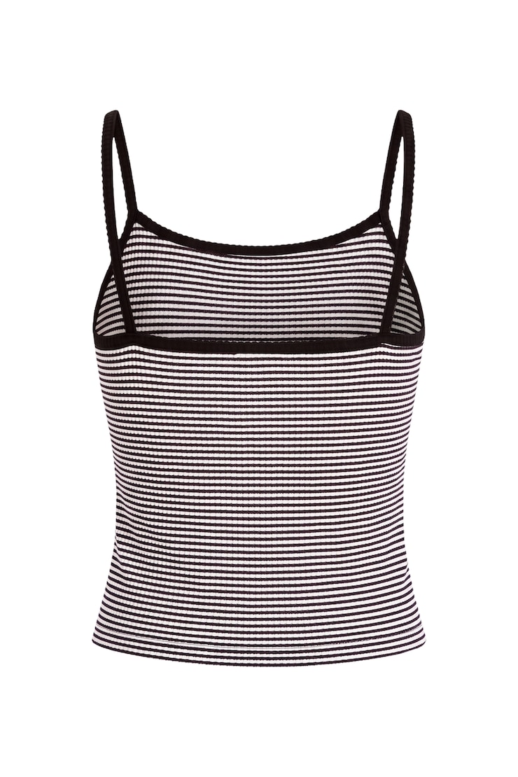 Waffle Cami Top, Snow White/Chocolate Brown, large