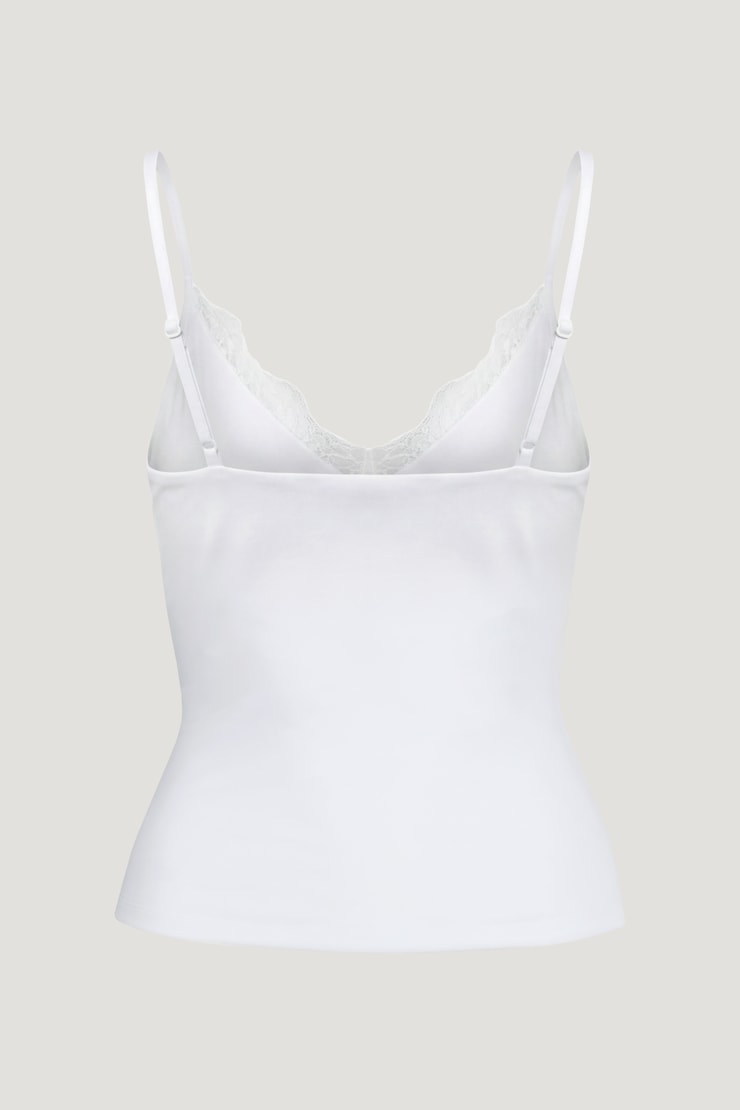 Sculpt Lace Trim Cami Top White | Dynamite