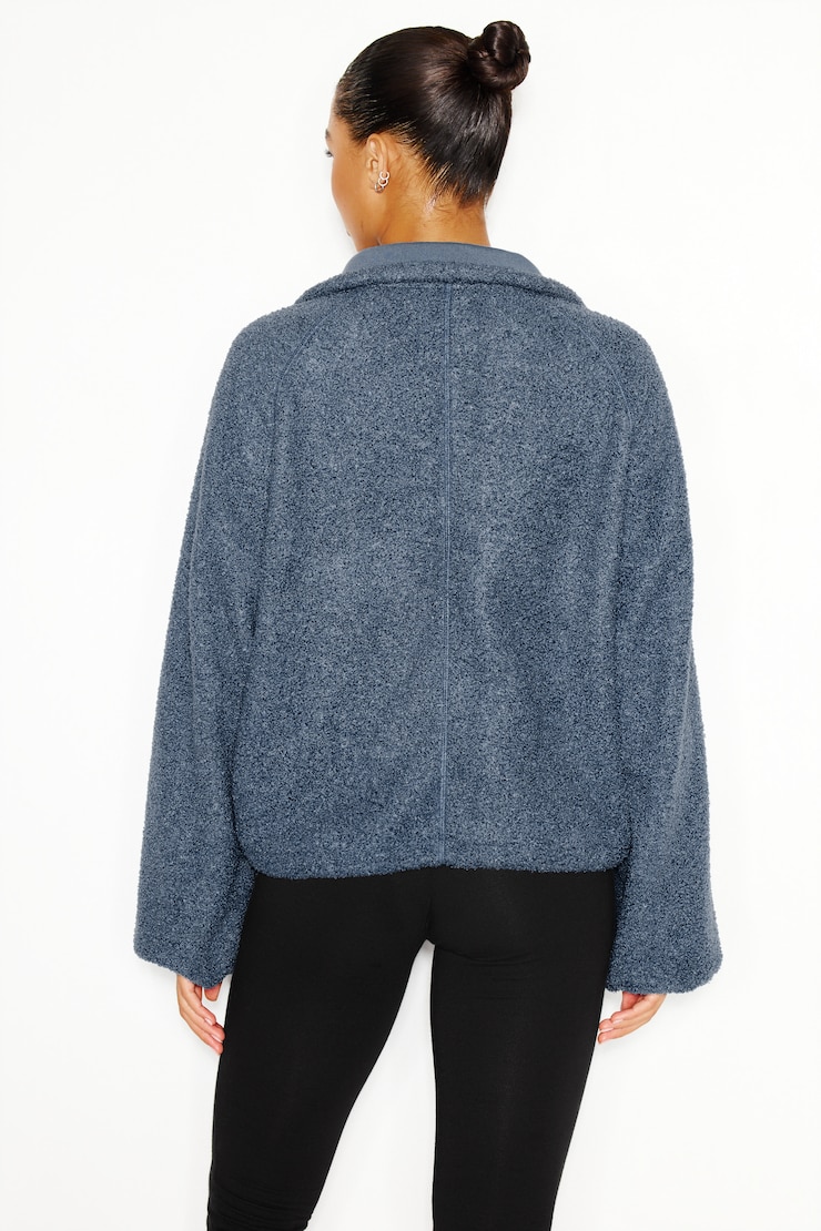 Sherpa Mixed Media Half Zip Jacket, Heated Indigo, large