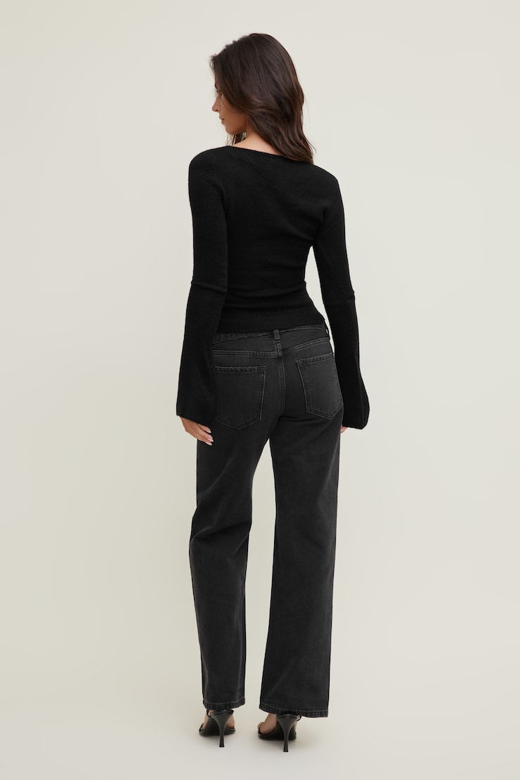 Plunge Crossover Sweater Jet Black large