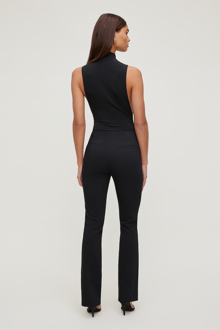 High Rise Slim Bootcut Pants Jet Black large