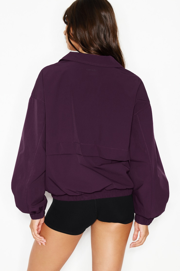 Long Water Repellent Windbreaker, Wild Berry Maroon, large
