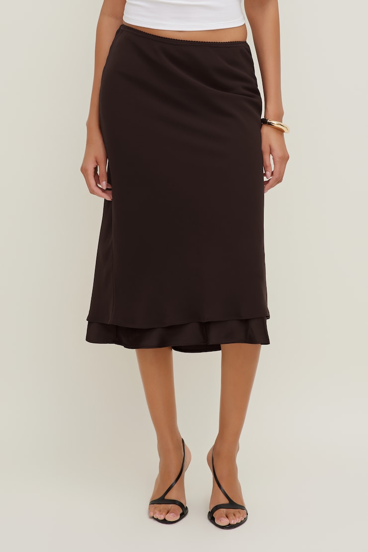 Georgette Satin Midi Skirt Cherry Lacquer Burgundy large