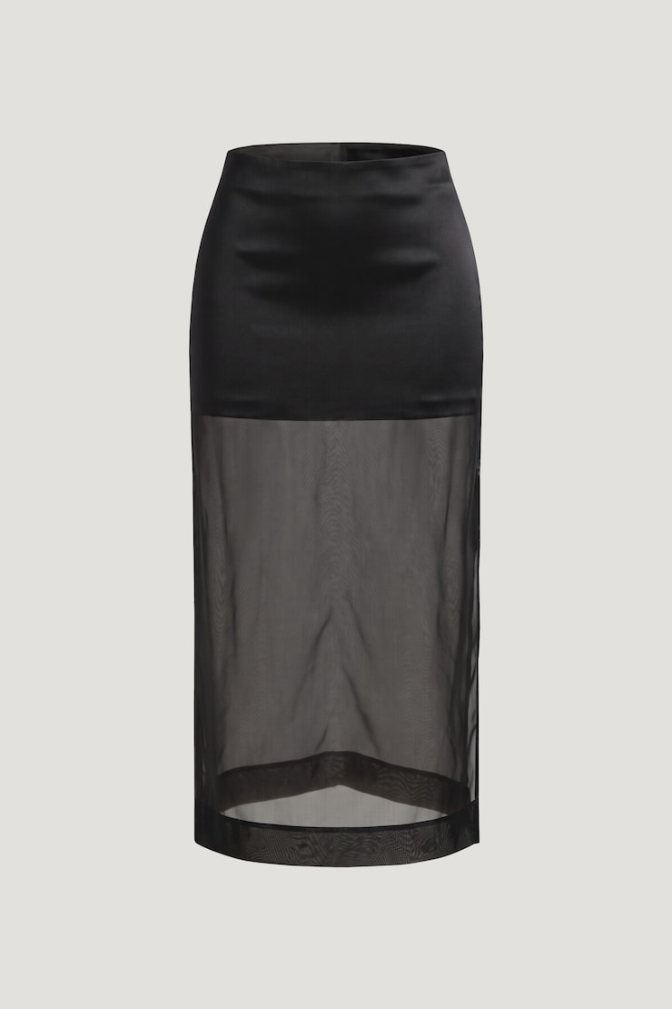 Organza Midi Skirt Jet Black large