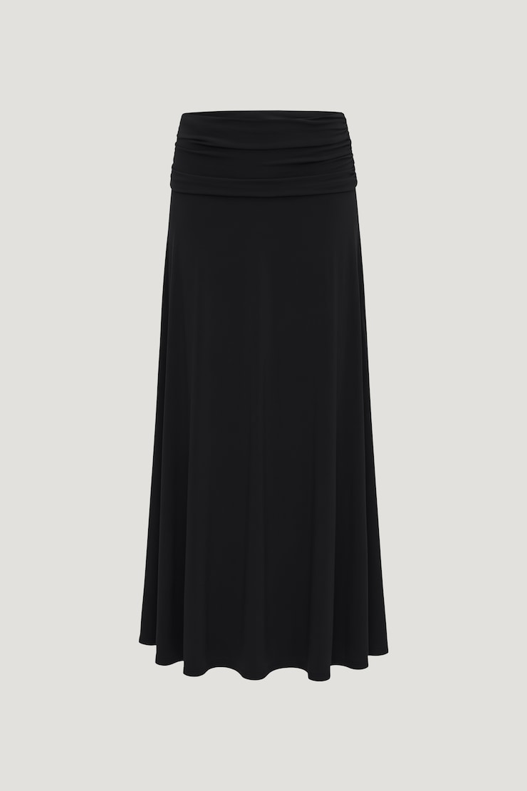 Sculpt Foldover Maxi Skirt Jet Black large