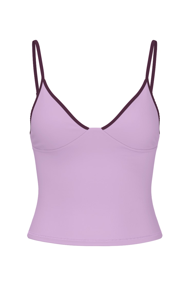 Active Plunge Cami Top, Charged Lilac Purple/Wild Berry Maroon, large
