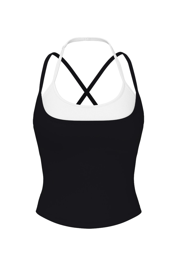 Active Layered Tank Top, Jet Black/Snow White, large