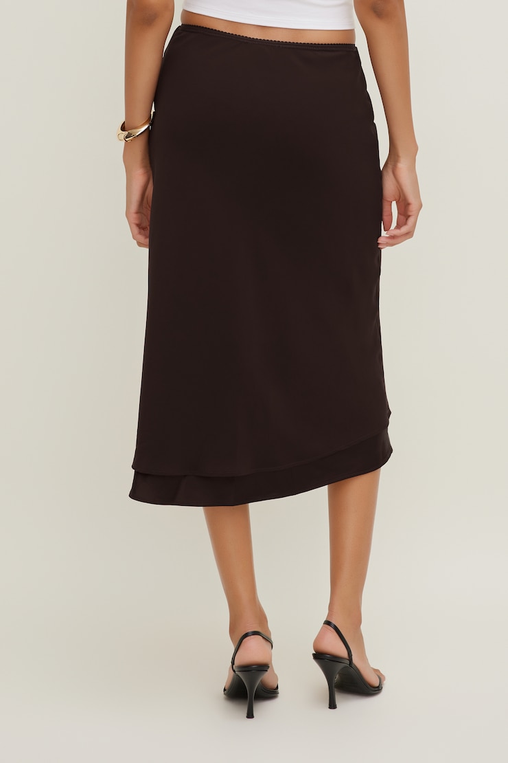 Georgette Satin Midi Skirt Cherry Lacquer Burgundy large