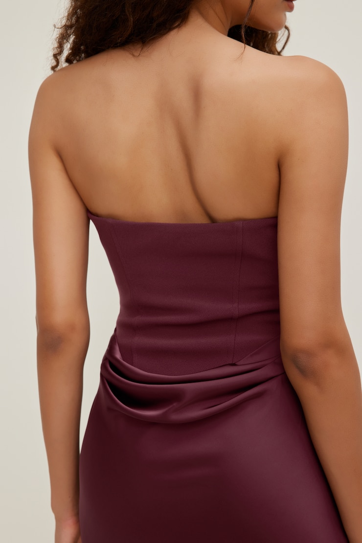 Blaire Corset Maxi Dress Maroon Banner large