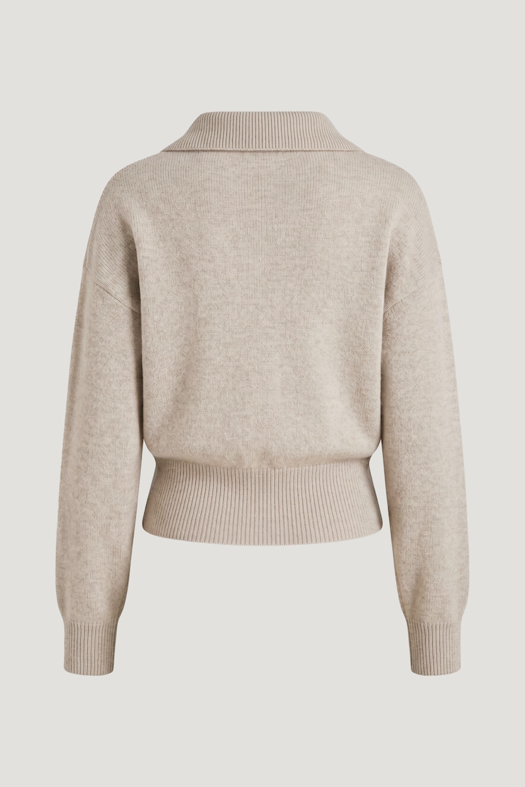 Audrey Cinched Polo Sweater Atmosphere Melange Beige large
