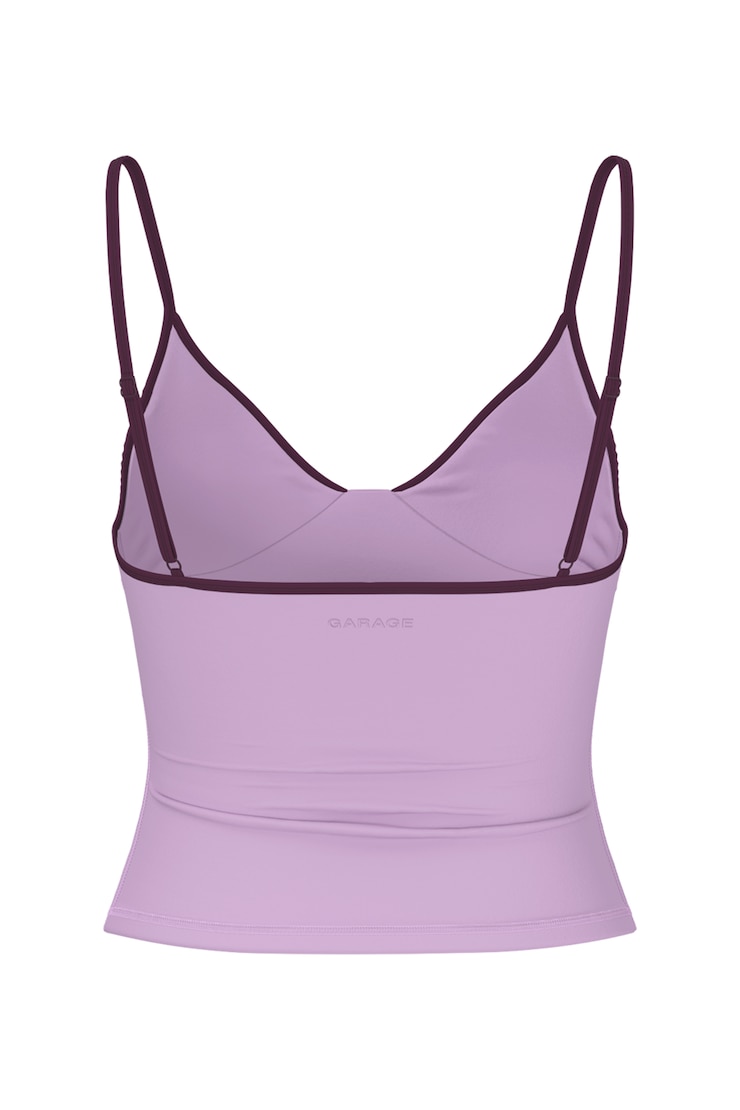 Active Plunge Cami Top, Charged Lilac Purple/Wild Berry Maroon, large