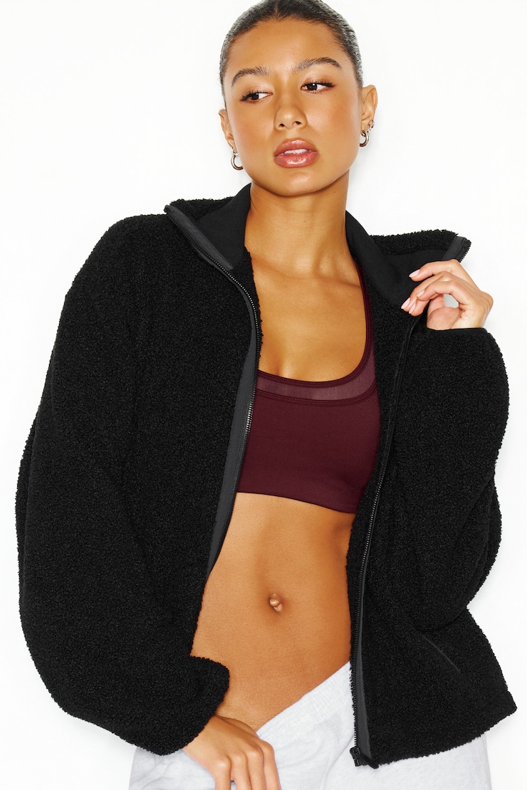 Blouson sherpa à fermeture éclair complète