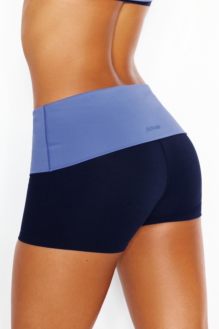 Active Foldover Booty Shorts, NAUGHTY NAVY + BLUE BLUSH, large