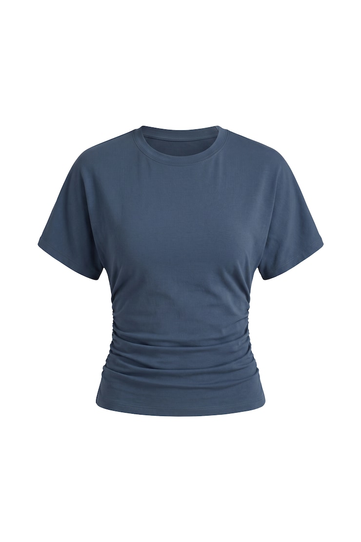 Snatch Waist Dolman T-Shirt, Heated Indigo, large