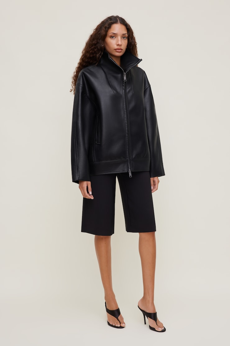 Cocoon Faux Leather Jacket Jet Black large