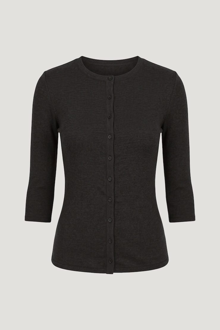 3/4 Sleeve Cardigan Carbon Grey Melange large