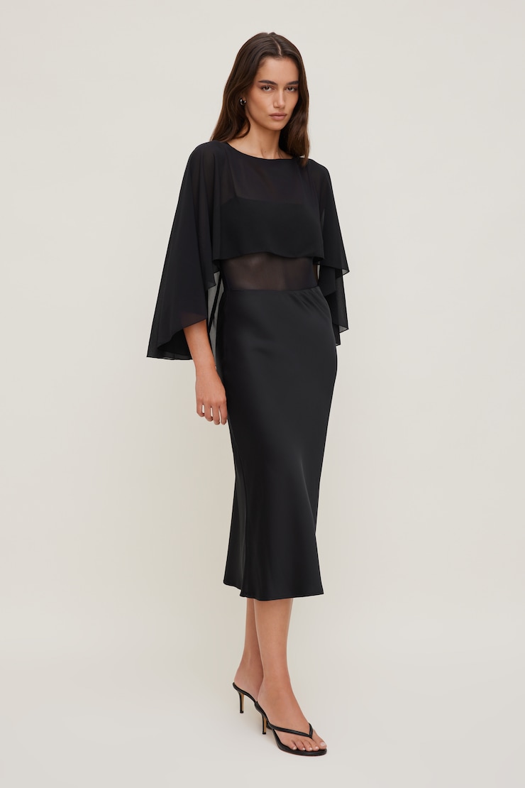 Sheer Short Cape Jet Black large