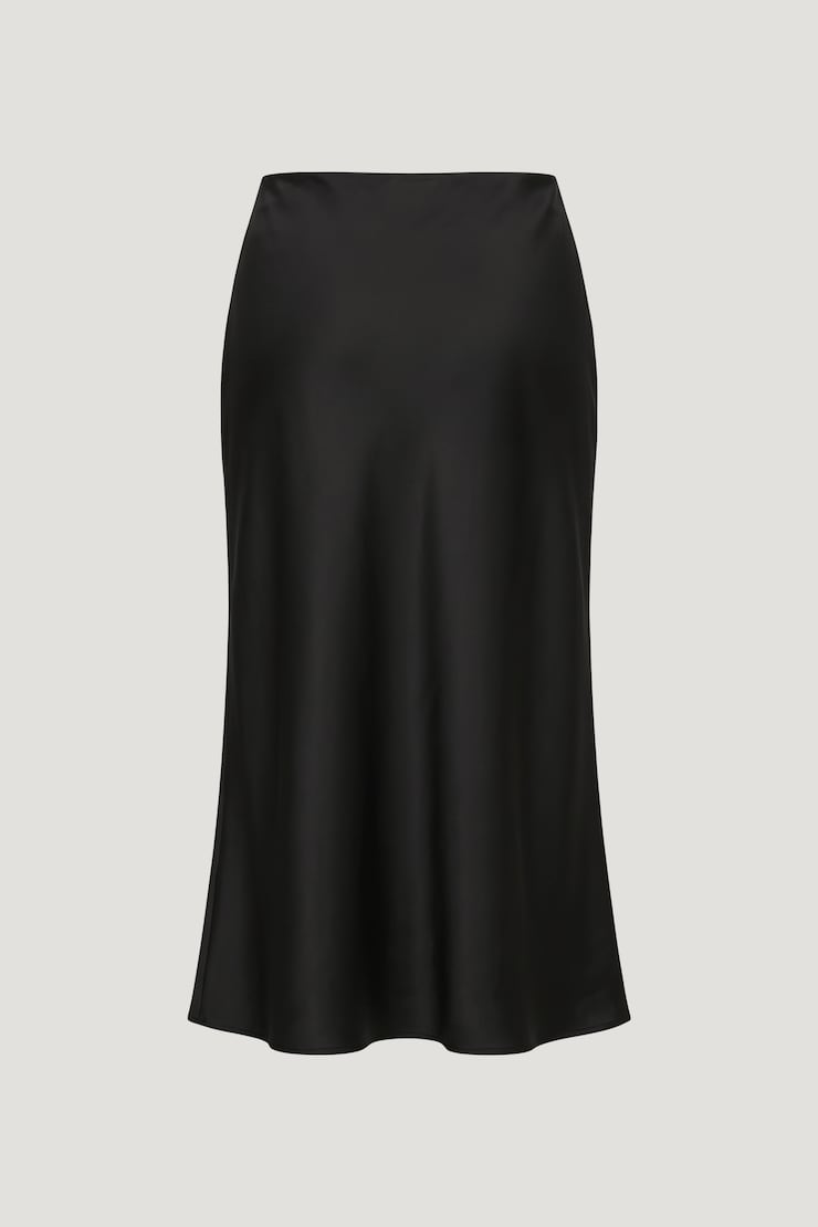 Delila Satin Midi Skirt Jet Black large