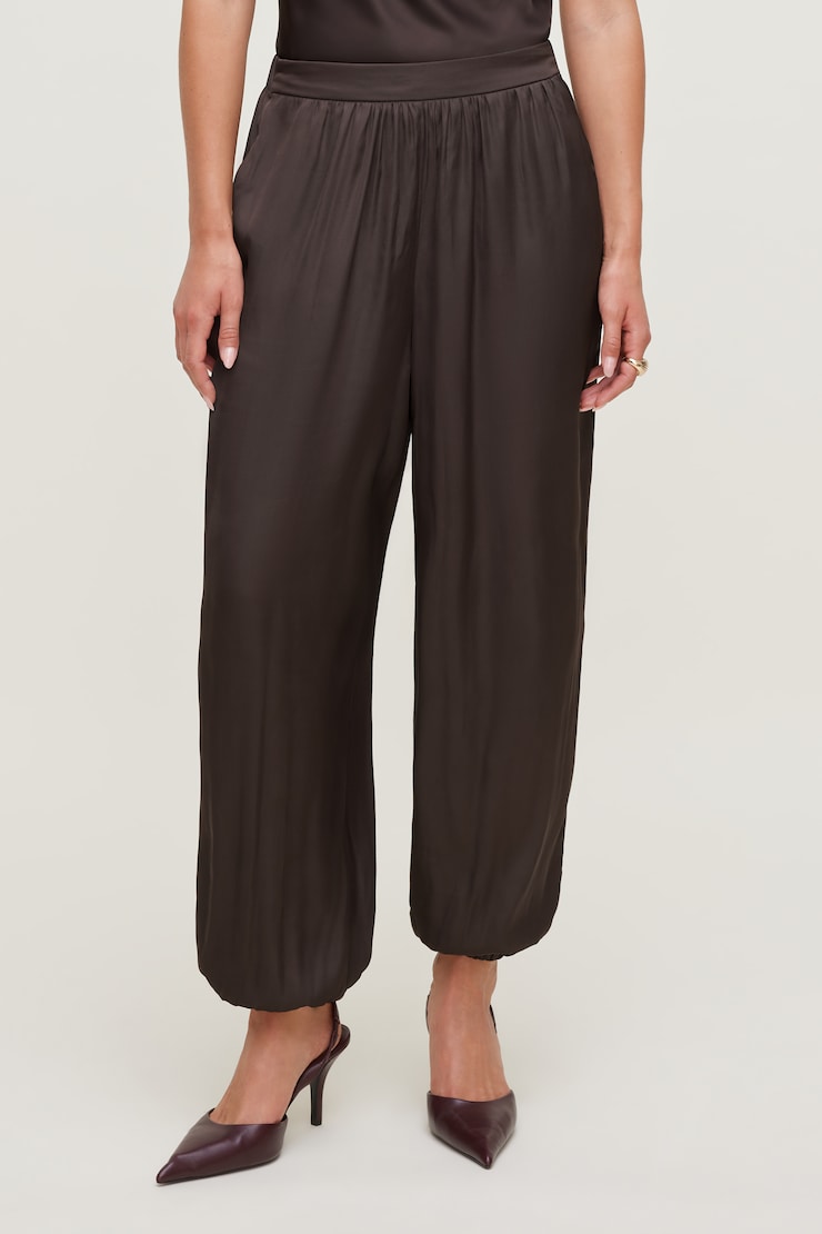 Satin Balloon Pants Java Brown large