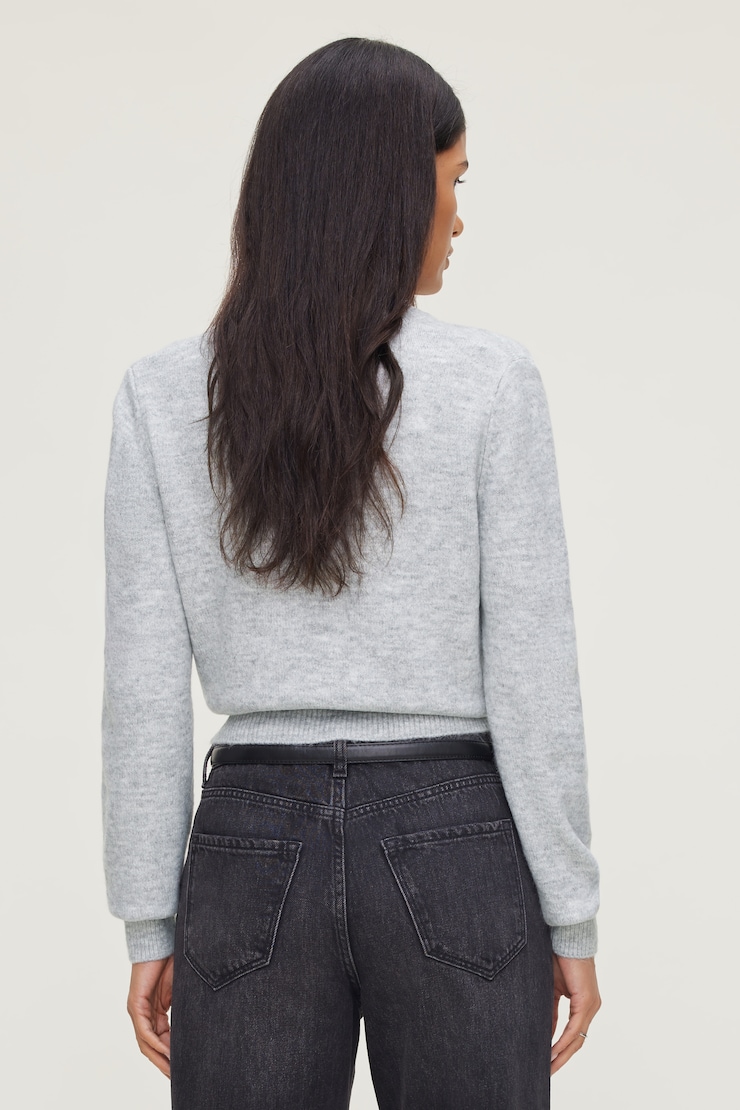 Rebecca Crewneck Cardigan Light Grey Mix large