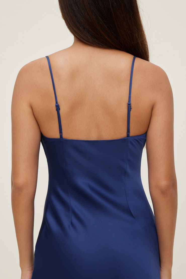 Lucia Satin Maxi Slip Dress Mazarine Blue large